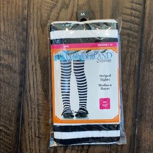 Wonderland costumes black stripe tights Halloween
